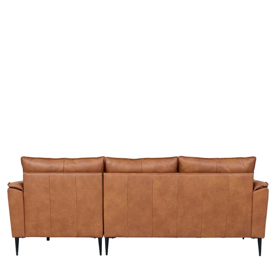 Online Wohnen Federkern Ecksofa in Cognac Braun Leder - Zierra