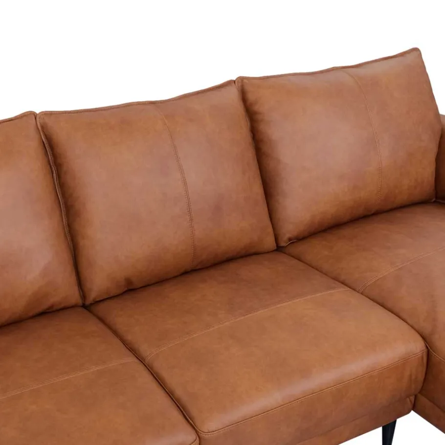 Online Wohnen Federkern Ecksofa in Cognac Braun Leder - Zierra
