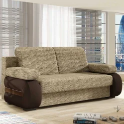 Discount Wohnen Federkern Klappsofa in Beige und Dunkelbraun - Carinna