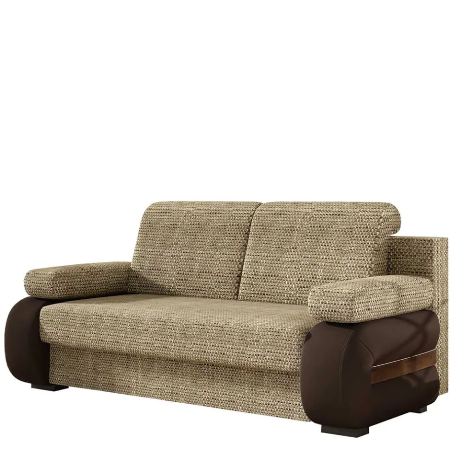 Discount Wohnen Federkern Klappsofa in Beige und Dunkelbraun - Carinna