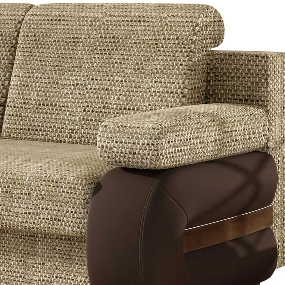 Discount Wohnen Federkern Klappsofa in Beige und Dunkelbraun - Carinna