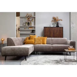 Discount Wohnen Federkern Polsterecke in Taupe Strukturstoff - Wishes