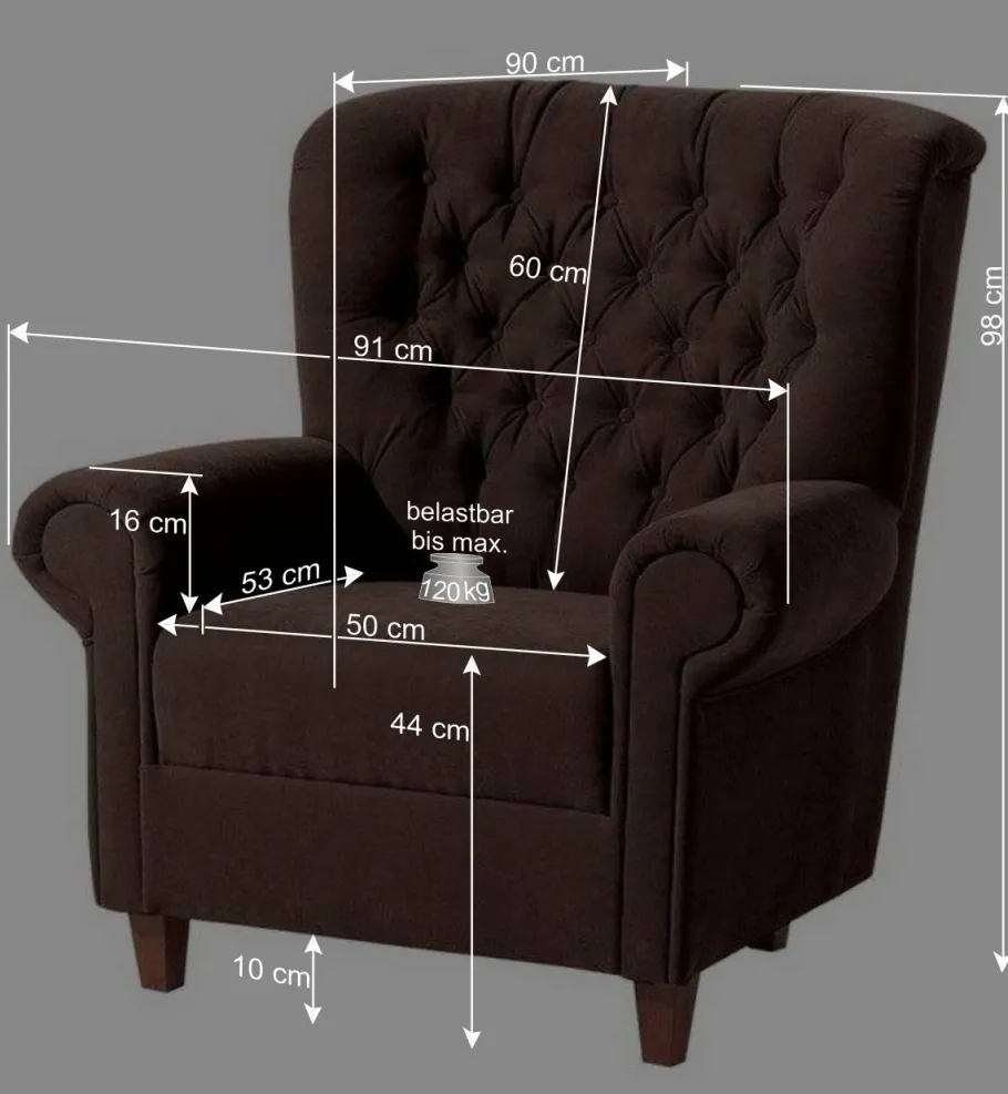 New Wohnen Federkern Sessel im Chesterfield Look - Cochon