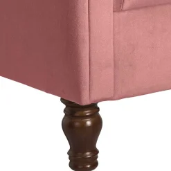 New Wohnen Federkern-Ohrensessel in Rosa und Nussbaum Braun - Masiela
