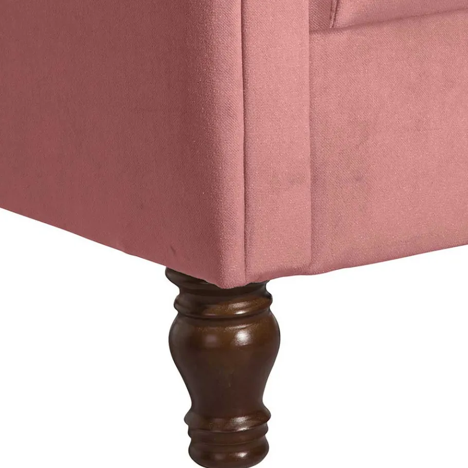 New Wohnen Federkern-Ohrensessel in Rosa und Nussbaum Braun - Masiela