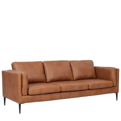 Best Wohnen Federkernsofa in Leder Cognac Braun - Lespavo