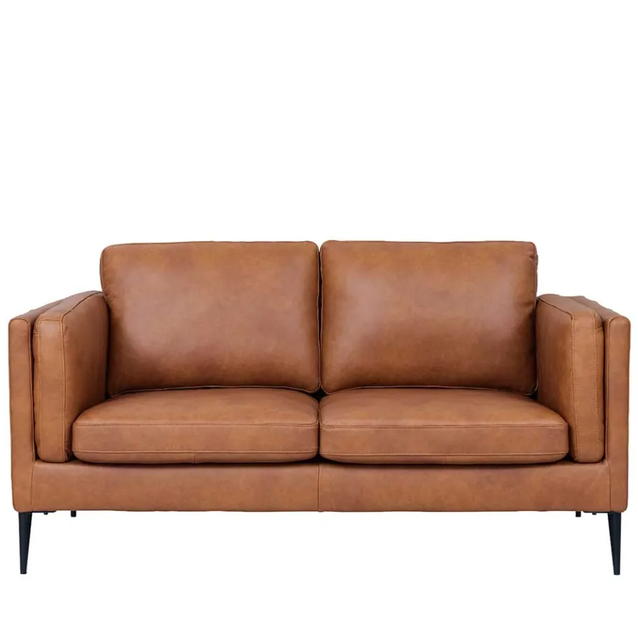 Best Wohnen Federkernsofa in Leder Cognac Braun - Lespavo