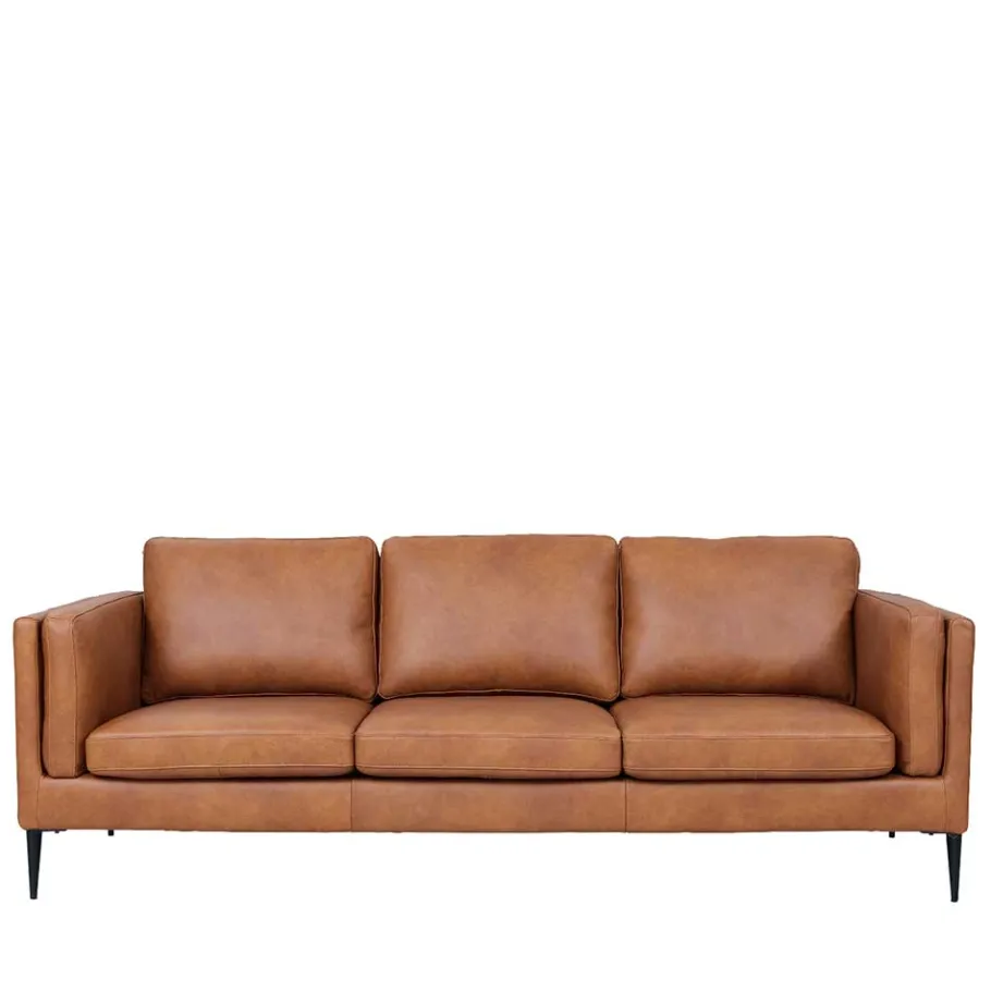 Best Wohnen Federkernsofa in Leder Cognac Braun - Lespavo