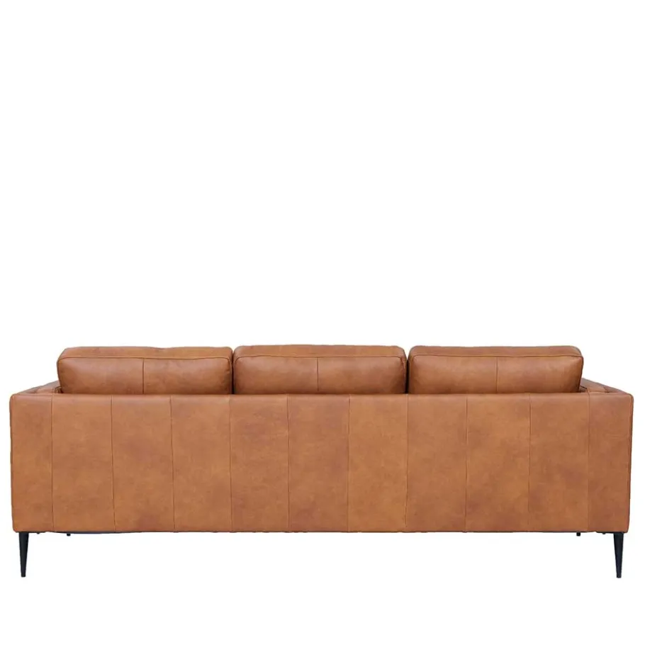 Best Wohnen Federkernsofa in Leder Cognac Braun - Lespavo