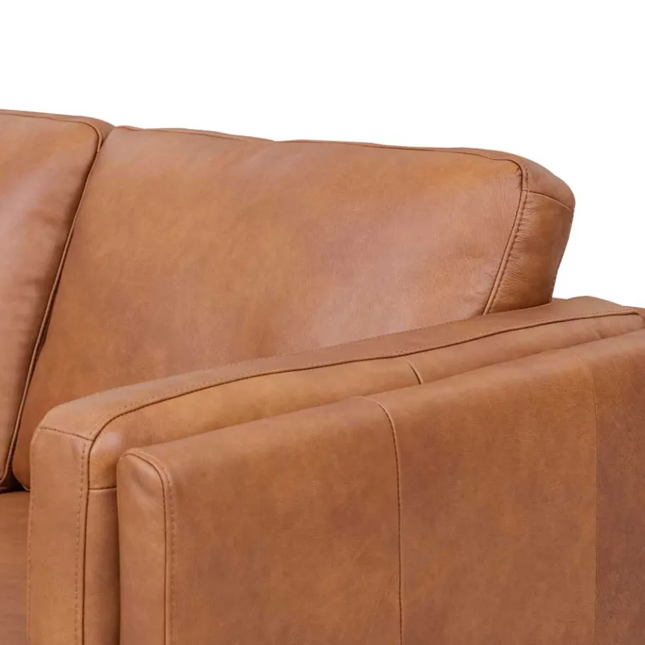 Best Wohnen Federkernsofa in Leder Cognac Braun - Lespavo