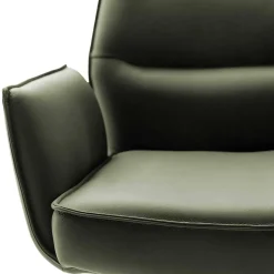 Discount Wohnen Federkern-Tischsessel aus Echtleder in Oliv - Filipan (2er Set)