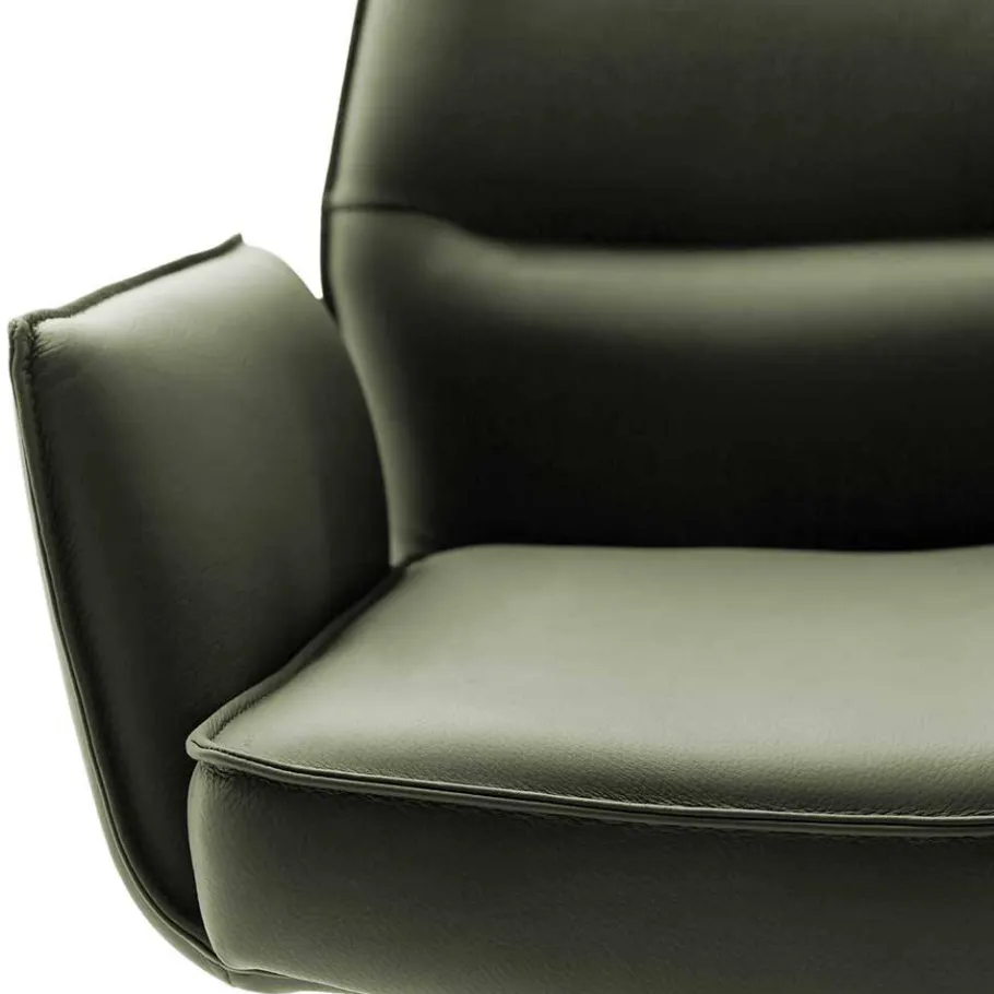 Discount Wohnen Federkern-Tischsessel aus Echtleder in Oliv - Filipan (2er Set)