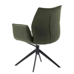 Discount Wohnen Federkern-Tischsessel aus Echtleder in Oliv - Filipan (2er Set)