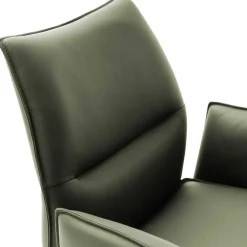 Discount Wohnen Federkern-Tischsessel aus Echtleder in Oliv - Filipan (2er Set)