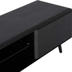Discount Wohnen Fernsehtisch mit Klappen & Fach in Schwarz - Delavidu