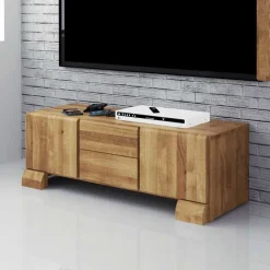 Wohnen Fernsehtisch Vaskov aus Wildeiche Massivholz
