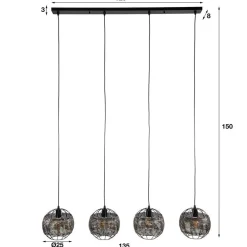 New Wohnen 4-flammige Design-Hängelampe in Schwarzbraun - Raula