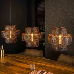 Outlet Wohnen 3-flammige Design-Pendelleuchte in Schwarzbraun - Three