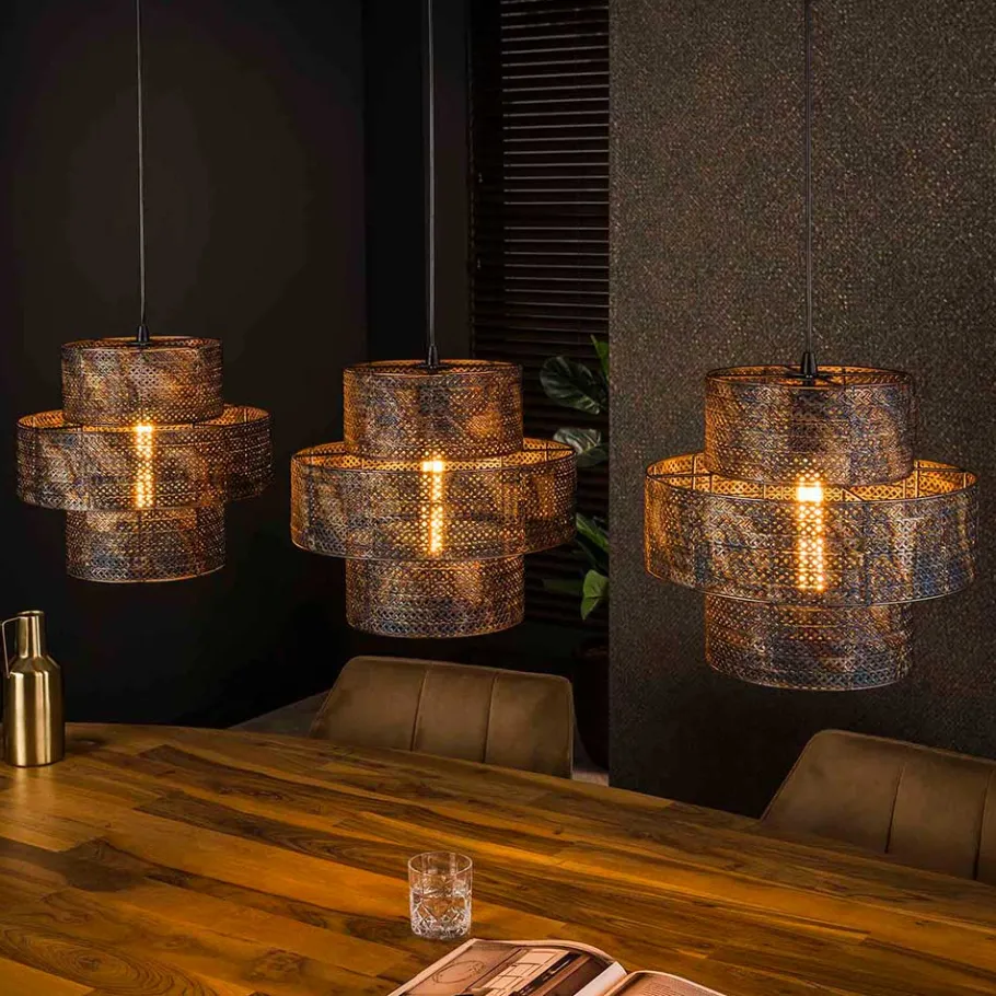 Outlet Wohnen 3-flammige Design-Pendelleuchte in Schwarzbraun - Three
