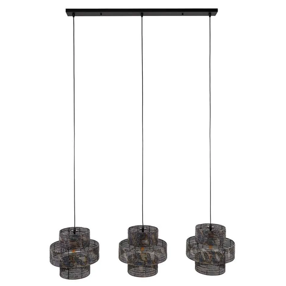 Outlet Wohnen 3-flammige Design-Pendelleuchte in Schwarzbraun - Three