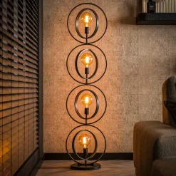 New Wohnen 4-flammige Design-Stehleuchte aus Metall - Leath