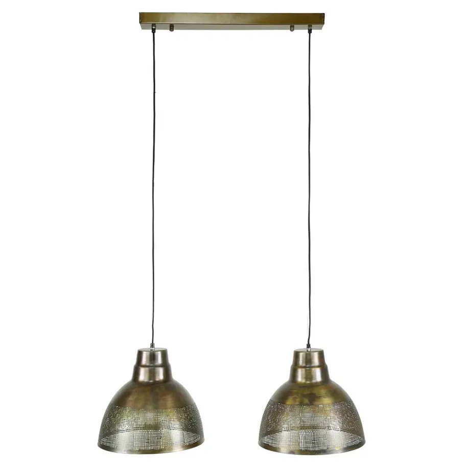 Wohnen 2-flammige Hängeleuchte in Bronze Antik - Jaines