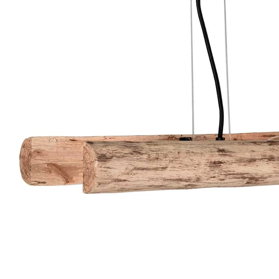 Best Wohnen 4-flammige Pendelleuchte aus Massivholz Natur - Tanky