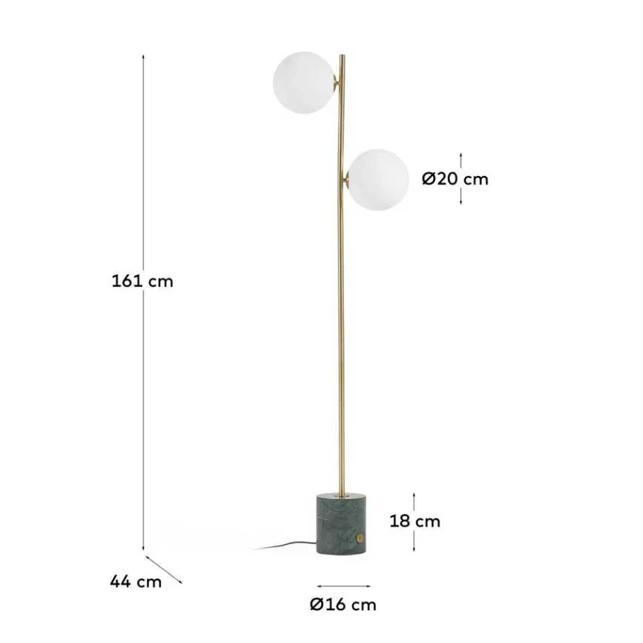 Best Wohnen 2-flammige Stehleuchte mit weißen Glas Kugelschirmen - Partiona
