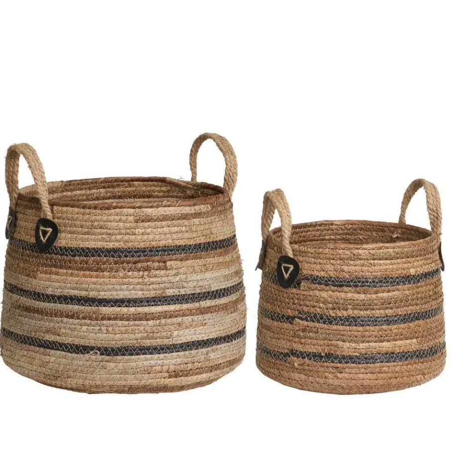 Clearance Wohnen Flechtkorb Set aus Bananenblatt - Avocado (zweiteilig)