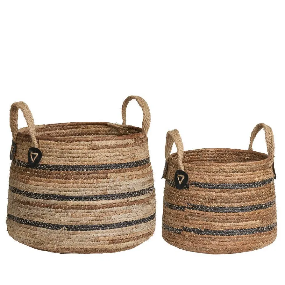 Clearance Wohnen Flechtkorb Set aus Bananenblatt - Avocado (zweiteilig)