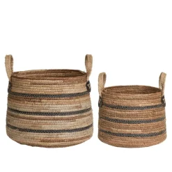 Clearance Wohnen Flechtkorb Set aus Bananenblatt - Avocado (zweiteilig)