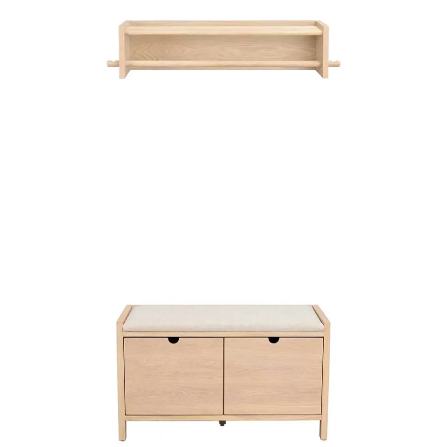 New Wohnen Flurbank & Hängegarderobe Set - Pluta (zweiteilig)