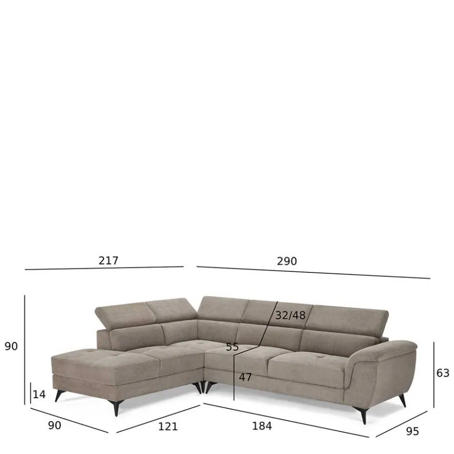 Online Wohnen Fünfsitzer Eckcouch in Beige - Hisa