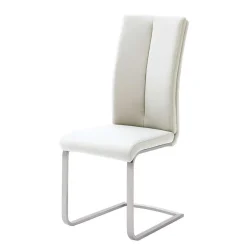 Clearance Wohnen Freischwinger mit aufgesetzten Kissen in Weiß Briston Kunstleder (4er Set)