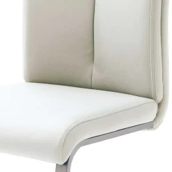 Clearance Wohnen Freischwinger mit aufgesetzten Kissen in Weiß Briston Kunstleder (4er Set)