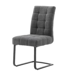 Discount Wohnen Freischwingerstühle aus Chenille in Dunkelgrau - Hulmane (2er Set)