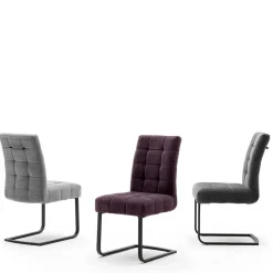 Discount Wohnen Freischwingerstühle aus Chenille in Dunkelgrau - Hulmane (2er Set)