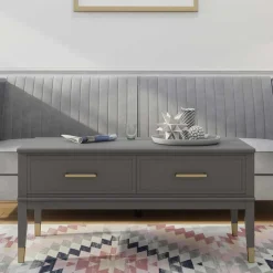 Sale Wohnen Funktioneller Couchtisch in Grau & Gold - Obbo