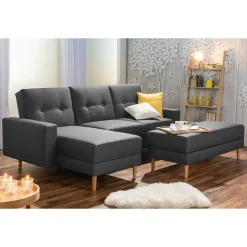 Outlet Wohnen Funktionelles Ecksofa in Dunkelgrau - Kalastania (zweiteilig)