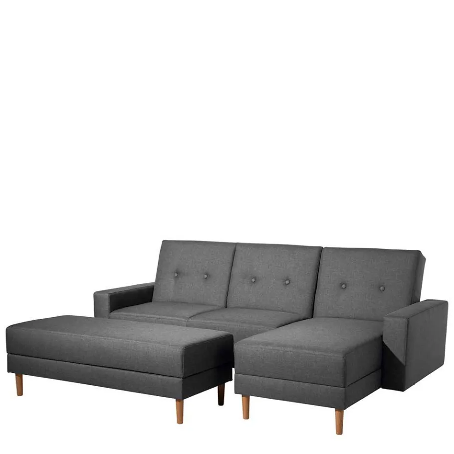 Outlet Wohnen Funktionelles Ecksofa in Dunkelgrau - Kalastania (zweiteilig)