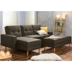 Discount Wohnen Funktionsecksofa in Braun mit Erle - Iljona (zweiteilig)