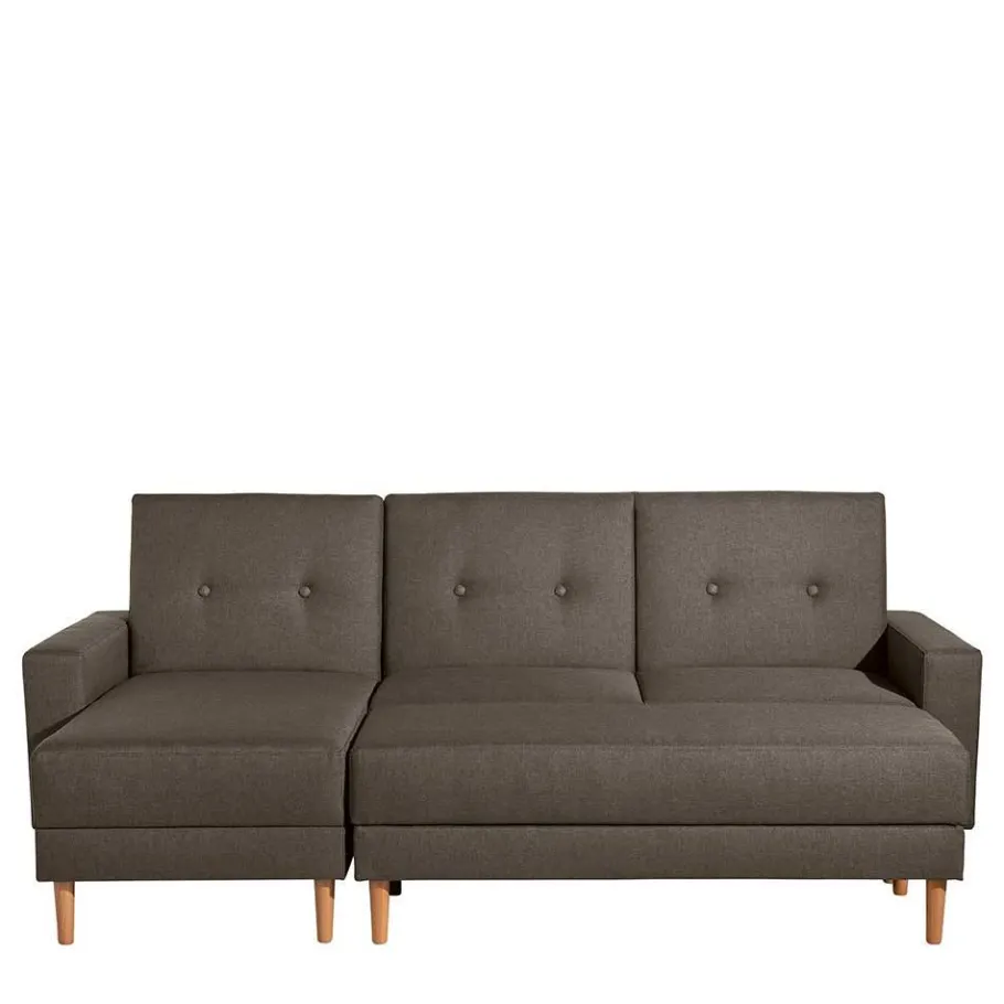 Discount Wohnen Funktionsecksofa in Braun mit Erle - Iljona (zweiteilig)