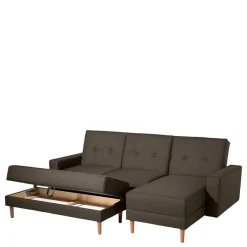 Discount Wohnen Funktionsecksofa in Braun mit Erle - Iljona (zweiteilig)