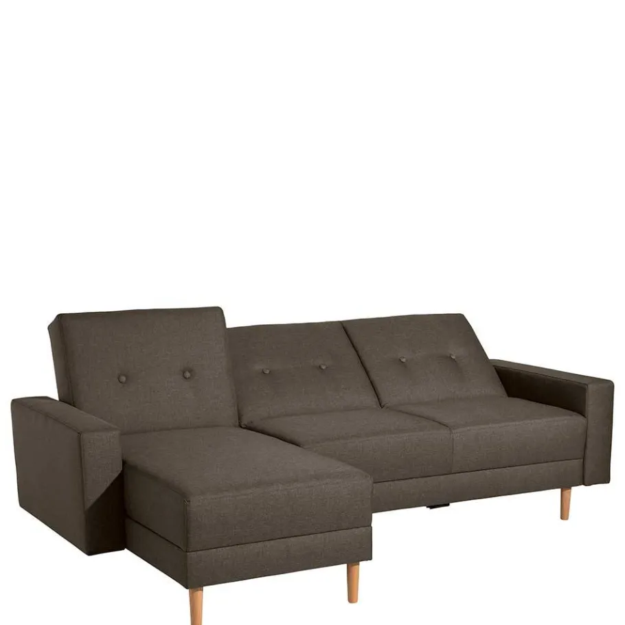 Discount Wohnen Funktionsecksofa in Braun mit Erle - Iljona (zweiteilig)