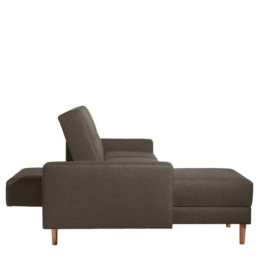 Discount Wohnen Funktionsecksofa in Braun mit Erle - Iljona (zweiteilig)