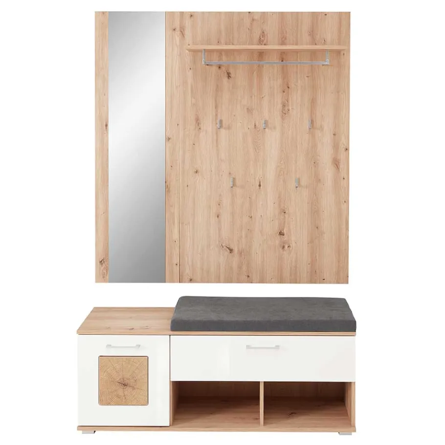 Discount Wohnen Garderobe & Dielenbank Set - Cluster (zweiteilig)
