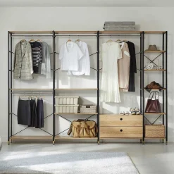Best Wohnen Garderobe Regal mit 7 Fächern & 4 Stangen - Alis