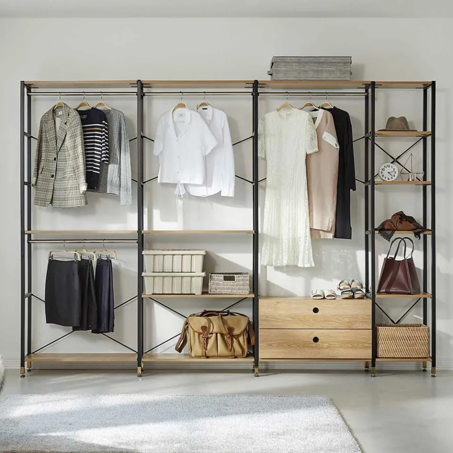 Best Wohnen Garderobe Regal mit 7 Fächern & 4 Stangen - Alis