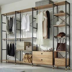 Best Wohnen Garderobe Regal mit 7 Fächern & 4 Stangen - Alis