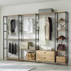 Best Wohnen Garderobe Regal mit 7 Fächern & 4 Stangen - Alis
